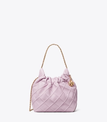 Tory Burch designer borse a spalla Borsa Fleming mini con coulisse in Pale Purple front