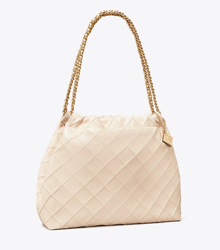 Tory Burch designer borse hobo Borsa Fleming morbida con coulisse in New Cream angle