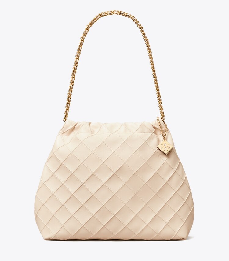Tory Burch designer borse hobo Borsa Fleming morbida con coulisse in New Cream front