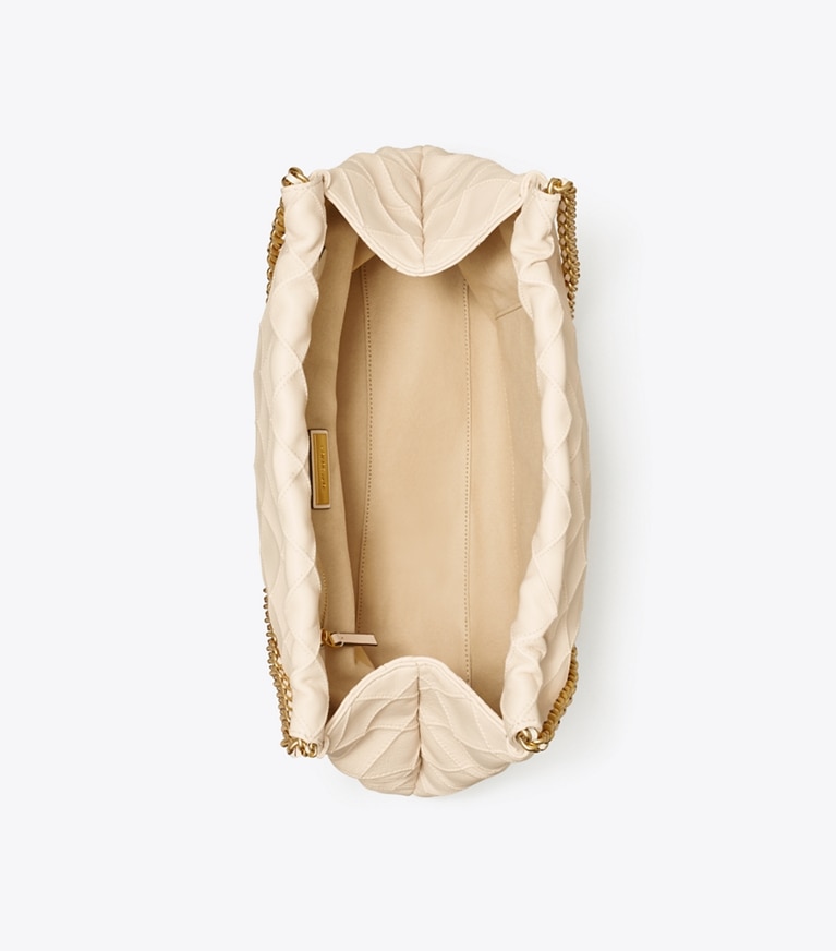 Tory Burch designer borse hobo Borsa Fleming morbida con coulisse in New Cream angle