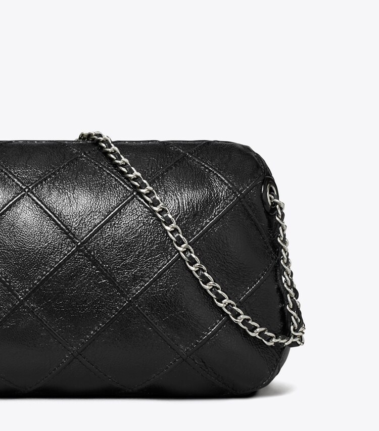 Tory Burch designer borse a spalla Borsa Fleming Soft a tracolla effetto invecchiato in Black dettaglio