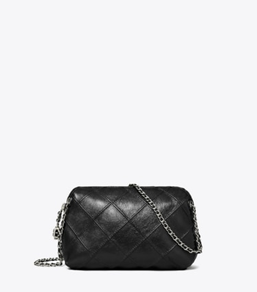 Tory Burch designer borse a spalla Borsa Fleming Soft a tracolla effetto invecchiato in Black front