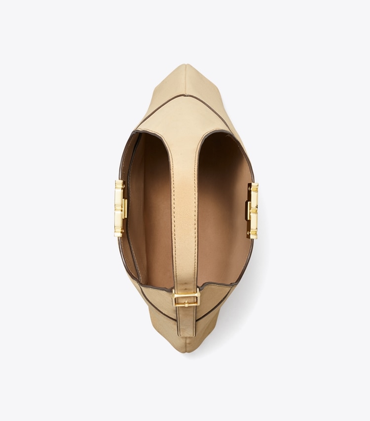 Tory Burch designer borse a tracolla Borsa hobo Eleanor in suede in Oatmeal superiore
