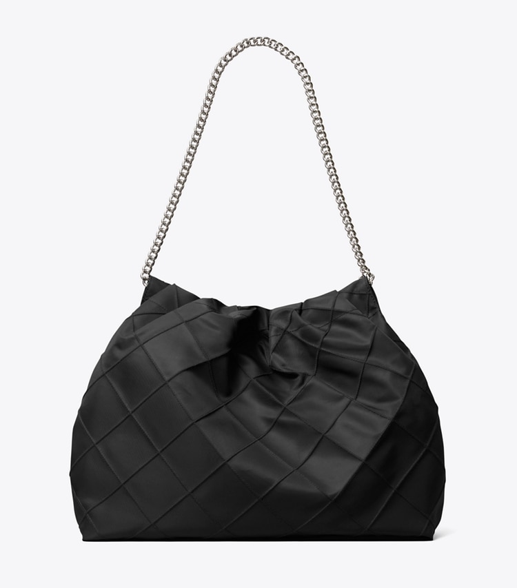 Tory Burch designer borse hobo Borsa hobo Fleming in nylon in Black indietro
