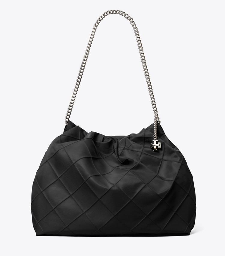 Tory Burch designer borse hobo Borsa hobo Fleming in nylon in Black front