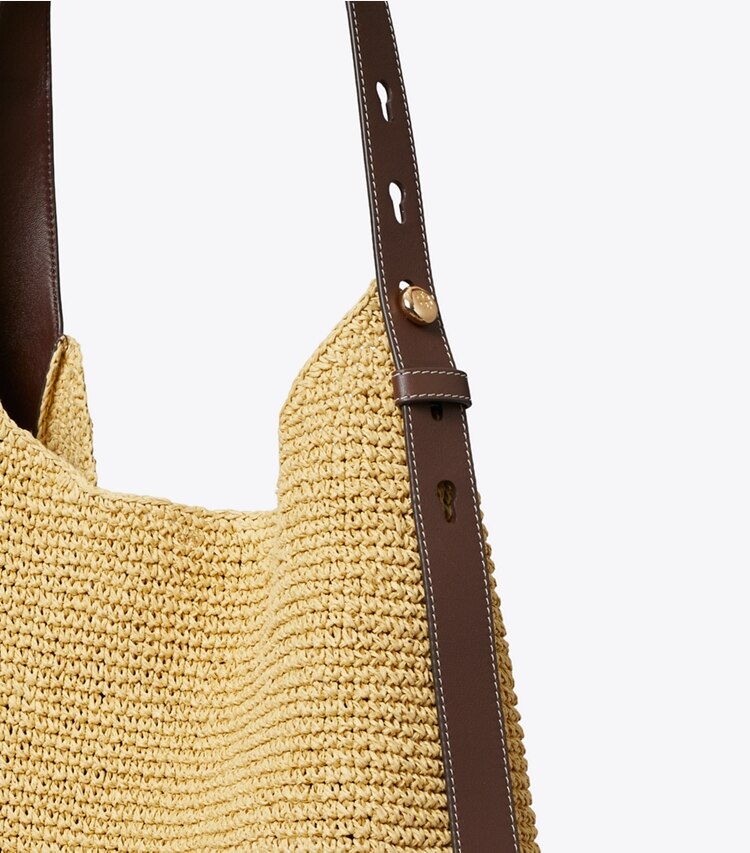Tory Burch designer borse hobo Borsa hobo Romy intrecciata in Natural dettaglio