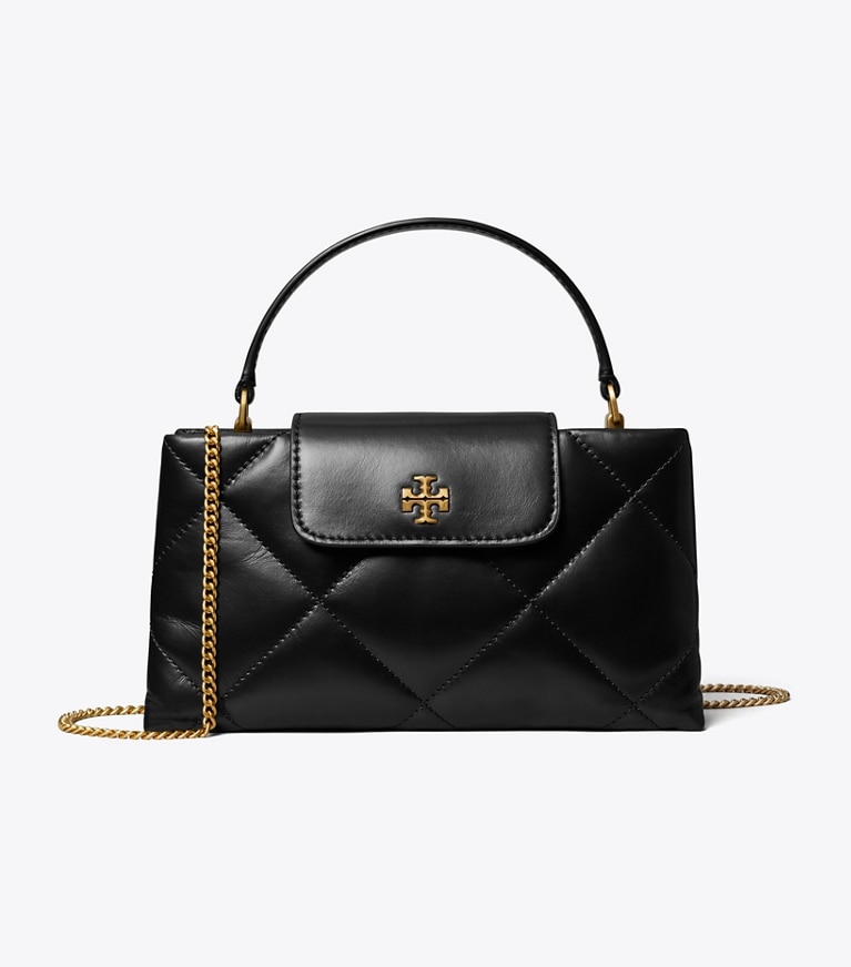 Tory Burch designer mini bags Borsa Kira con trapuntatura a diamante e manico superiore in Black angle