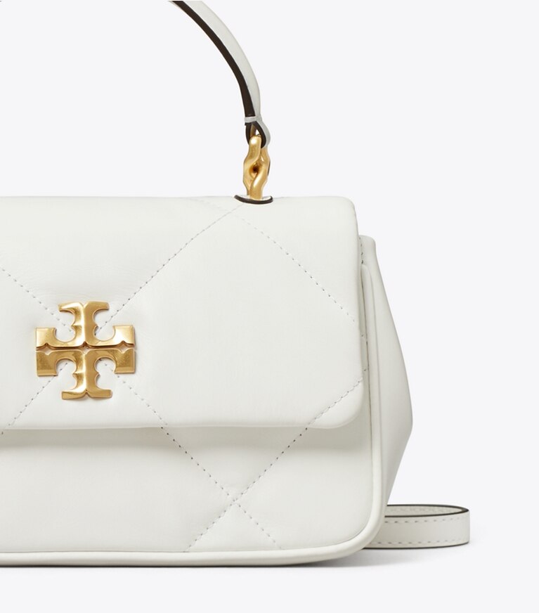 Tory Burch designer borse a spalla Borsa Kira con trapuntatura a trapezio e manico superiore in Blanc angle
