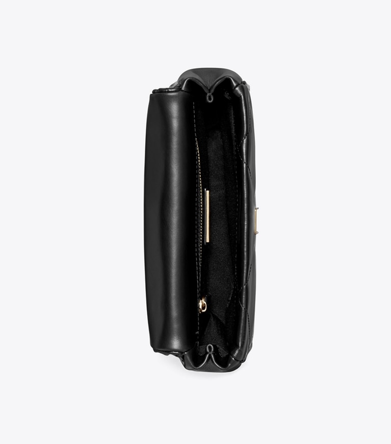 Tory Burch designer borse a spalla Borsa Kira con trapuntatura a trapezio e manico superiore in Black angle