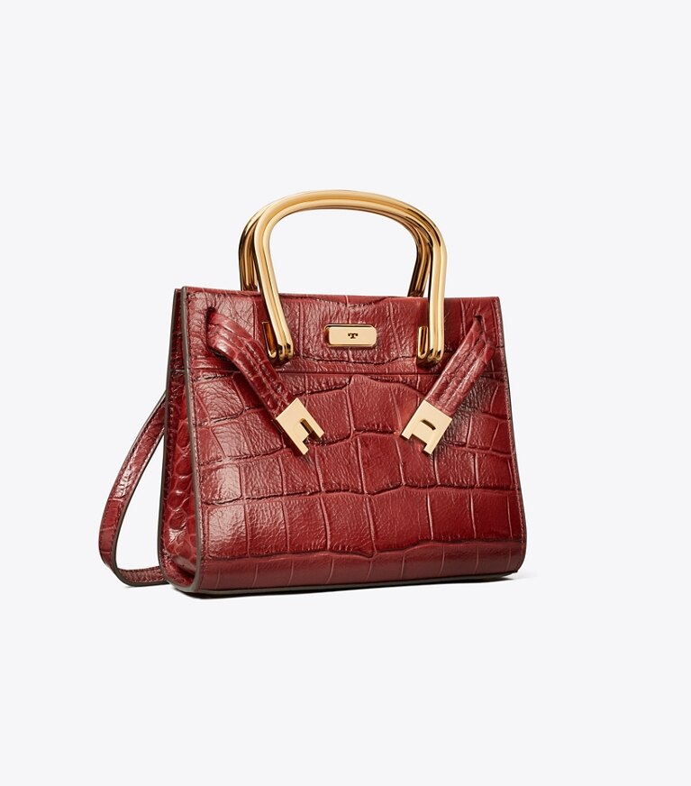 Tory Burch designer borse a spalla Borsa Lee Radziwill con rilievo a coccodrillo in Crimson angle
