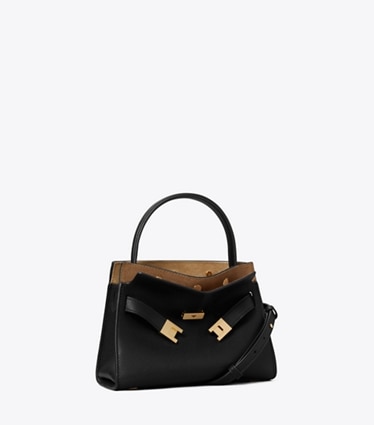 Tory Burch designer borse a spalla Borsa Petite Double Bag Lee Radziwill in Black angle