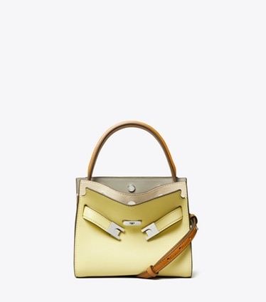 Tory Burch designer borse a spalla Borsa Petite Double Bag Lee Radziwill in Lemon Zest front
