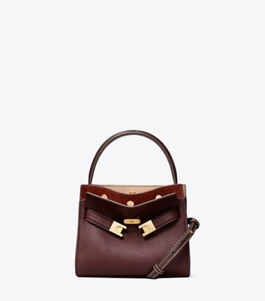 Tory Burch designer borse a spalla Borsa Petite Double Bag Lee Radziwill in Dark Carmine front