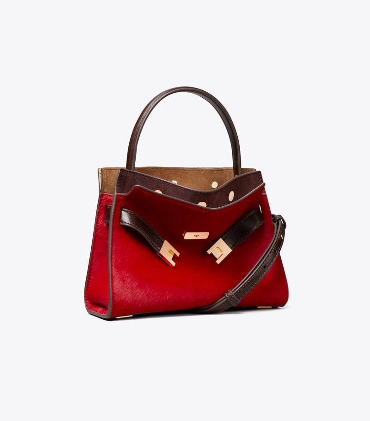 Tory Burch designer borse a spalla Borsa Petite Double Bag Lee Radziwill in pelle di vitello in Toucan Red angle
