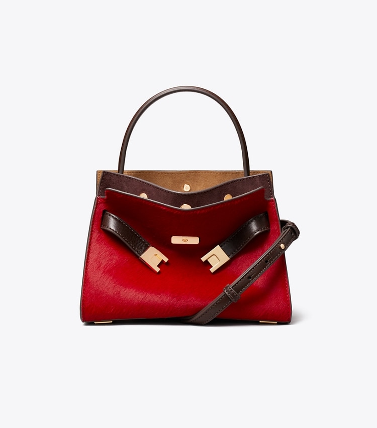 Tory Burch designer borse a spalla Borsa Petite Double Bag Lee Radziwill in pelle di vitello in Toucan Red front