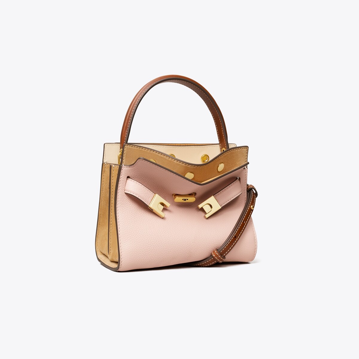 ハンドバッグ Tory Burch Borsa Lee Radziwill Piccola In Pelle Petite Lee Radziwill Colorblock Pebbled Double Bag: Women's