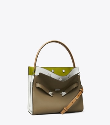 ハンドバッグ Tory Burch Borsa Lee Radziwill Piccola In Pelle Petite Lee Radziwill Colorblock Pebbled Double Bag: Women's