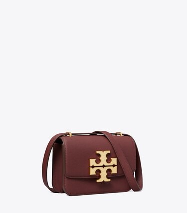 Tory Burch designer borse a tracolla Borsa piccola Eleanor in pelle martellata in Dark Cabernet angle