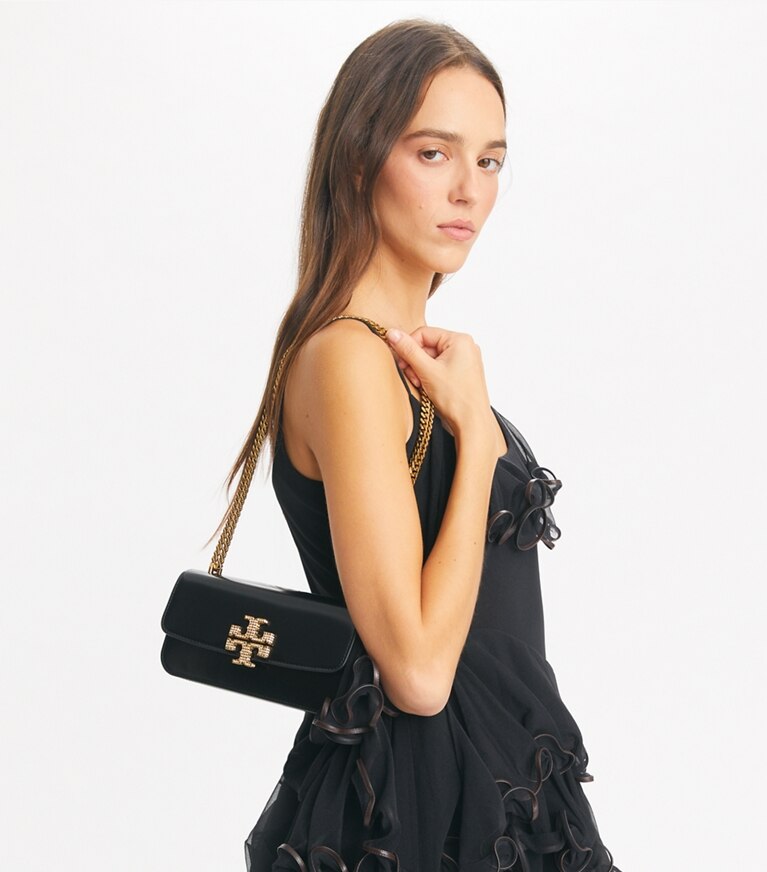 Tory Burch designer borse a tracolla Borsa piccola Eleanor rettangolare in Black angle