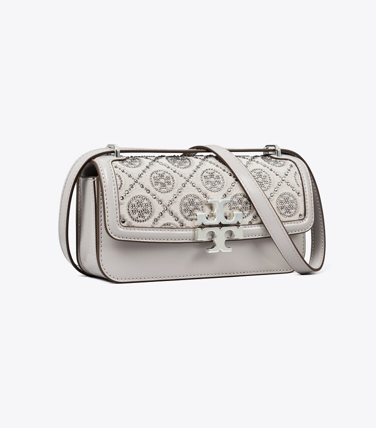 Tory Burch designer borse a tracolla Borsa piccola Eleanor rettangolare con T Monogram in Gray angle
