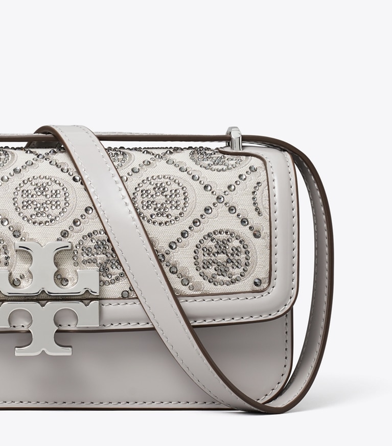 Tory Burch designer borse a tracolla Borsa piccola Eleanor rettangolare con T Monogram in Gray angle
