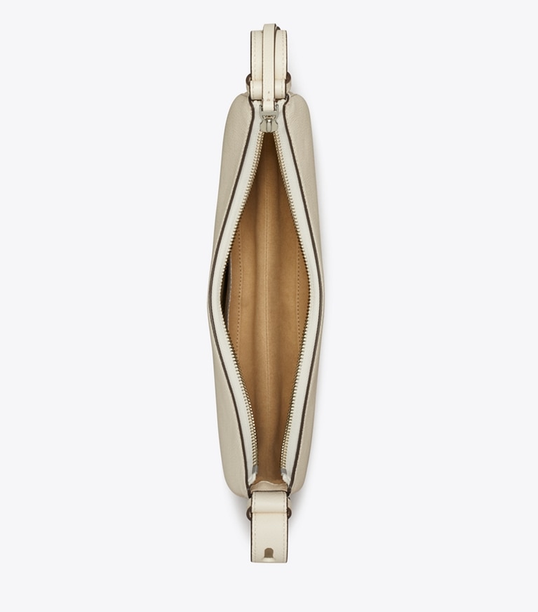 Tory Burch designer borse a tracolla Borsa Romy a mezzaluna in Light Cream superiore