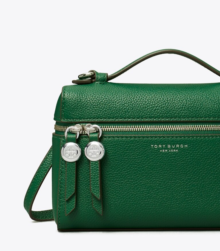 Tory Burch designer mini bags Borsa Romy Slim con manico superiore in Dark Kale dettaglio