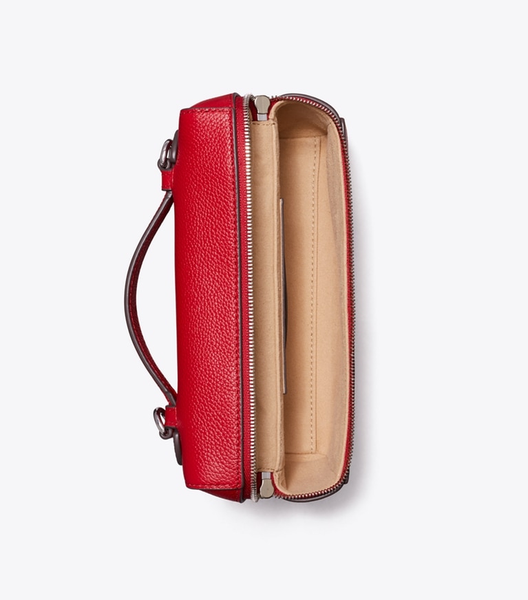 Tory Burch designer mini bags Borsa Romy Slim con manico superiore in Tory Red superiore