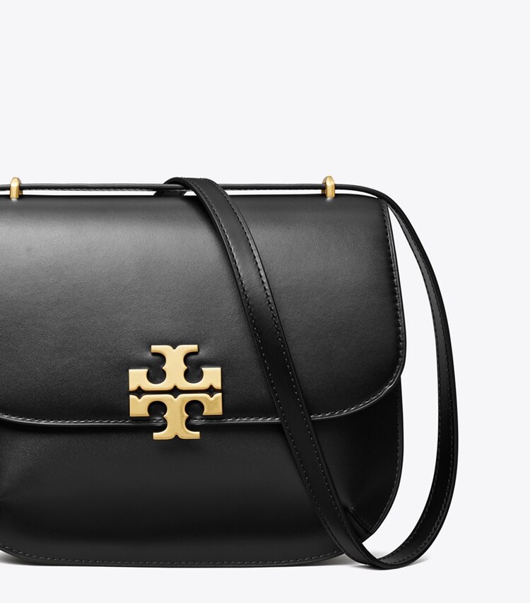 Tory Burch designer borse a tracolla Borsa saddle sottile Eleanor in Black dettaglio