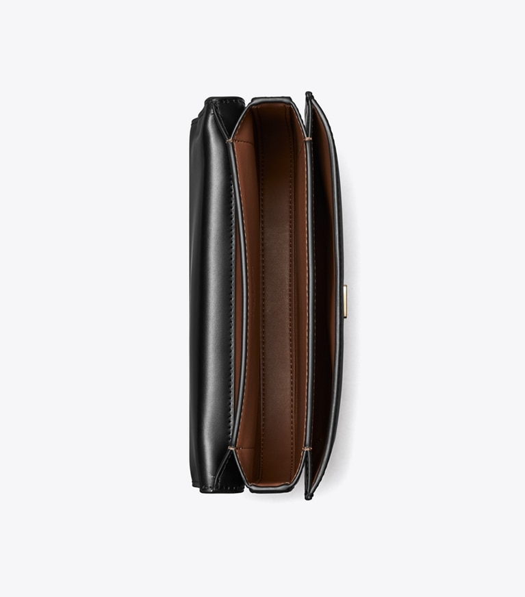 Tory Burch designer borse a tracolla Borsa saddle sottile Eleanor in Black angle