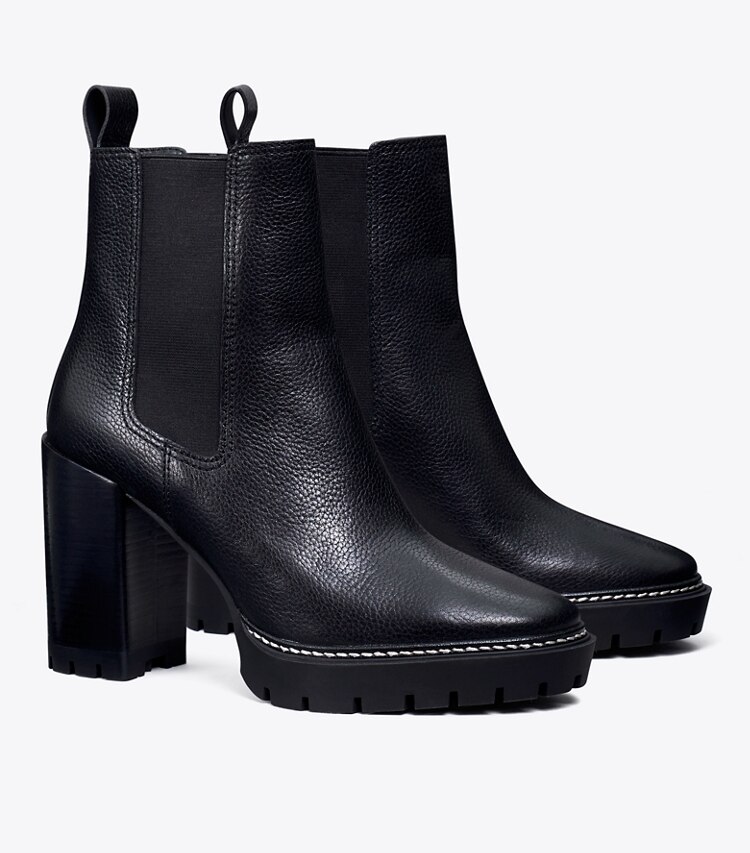 Tory Burch diseñador botines Botín con suela dentada Carson en PERFECT BLACK / PERFECT BLACK ángulo