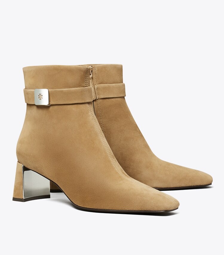 Tory Burch diseñador botines Botín con tacón Georgia en RIVER ROCK ángulo