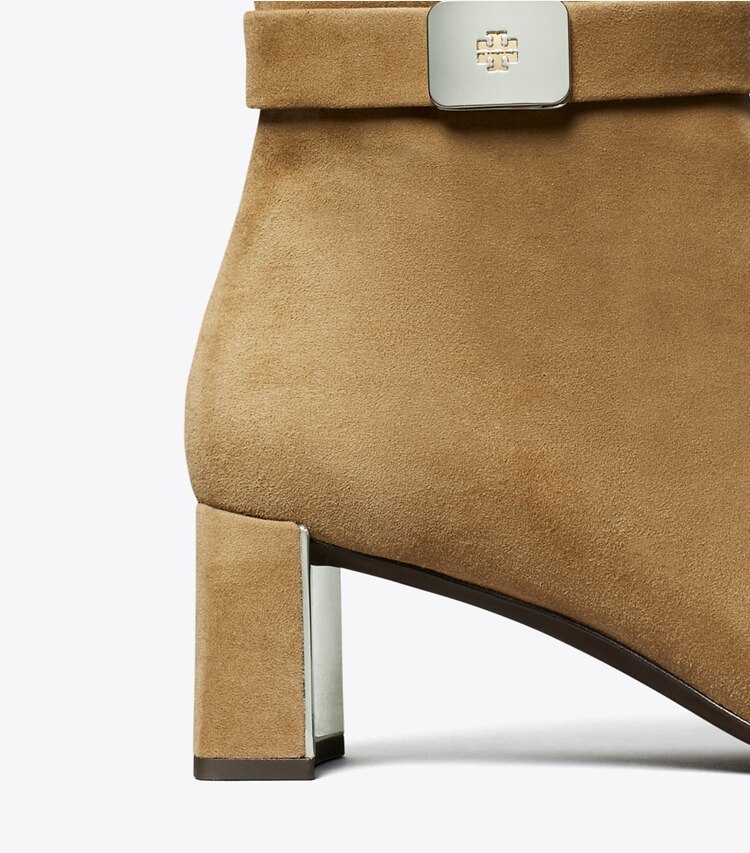 Tory Burch diseñador botines Botín con tacón Georgia en RIVER ROCK detalle