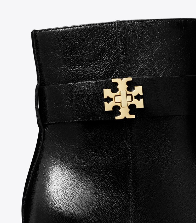 Tory Burch diseñador botines Botín con tacón y broche giratorio en PERFECT BLACK detalle