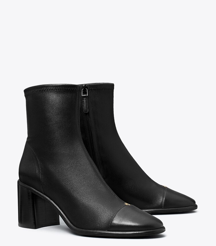 Tory Burch diseñador botines Botín de tacón alto con puntera en PERFECT BLACK ángulo
