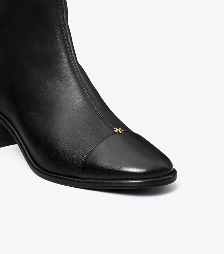 Tory Burch diseñador botines Botín de tacón bajo con puntera en PERFECT BLACK / PERFECT BLACK detalle