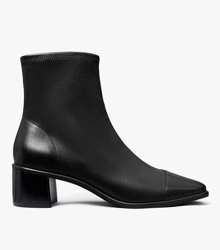 Tory Burch diseñador botines Botín de tacón bajo con puntera en PERFECT BLACK / PERFECT BLACK lateral