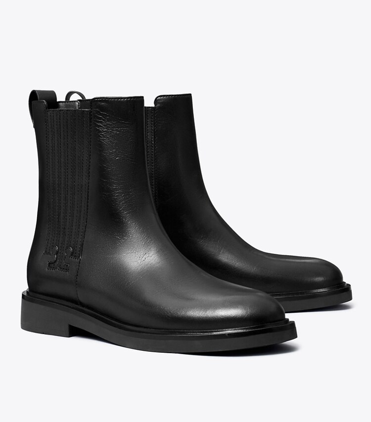 Tory Burch diseñador botines Bota Chelsea T en PERFECT BLACK ángulo