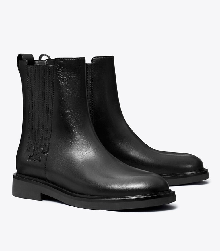 Tory Burch diseñador botines Bota Chelsea T en PERFECT BLACK ángulo