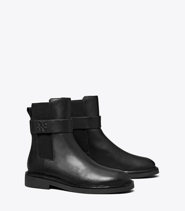 Tory Burch diseñador botines Bota con doble T Chelsea en PERFECT BLACK / PERFECT BLACK ángulo