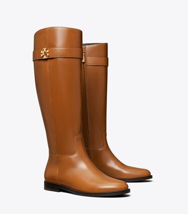 Tory Burch diseñador botas hasta la rodilla Bota de montar con broche giratorio, anchas en SIERRA COGNAC ángulo