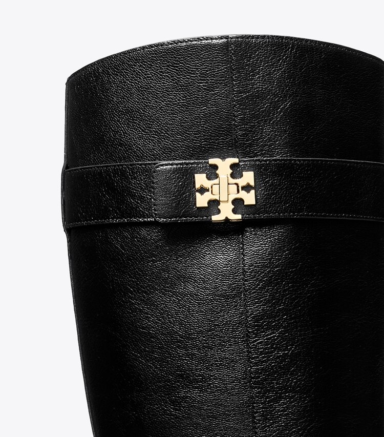 Tory Burch diseñador botas hasta la rodilla Bota de montar con broche giratorio, anchas en PERFECT BLACK detalle