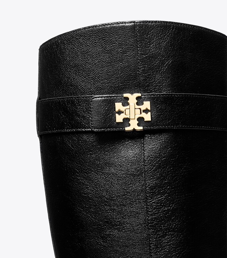 Tory Burch diseñador botas hasta la rodilla Bota de montar con broche giratorio, anchas en PERFECT BLACK detalle