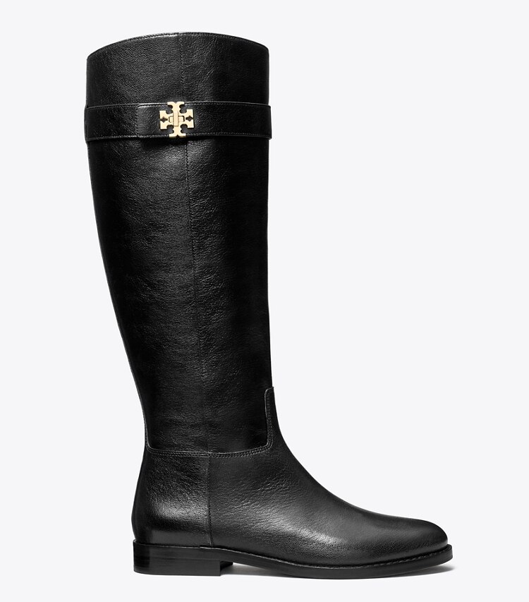 Tory Burch diseñador botas hasta la rodilla Bota de montar con broche giratorio, anchas en PERFECT BLACK lateral