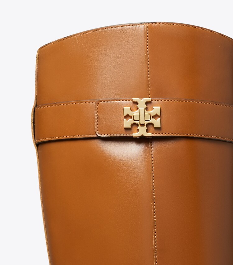 Tory Burch diseñador botas hasta la rodilla Bota de montar con broche giratorio en SIERRA COGNAC detalle