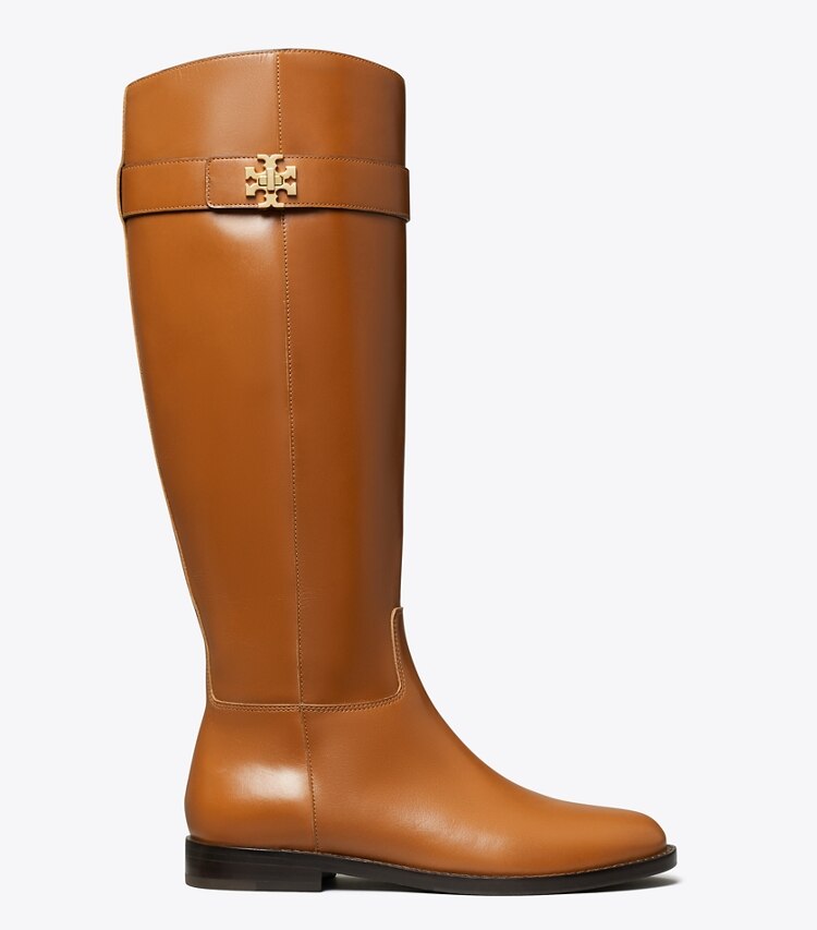 Tory Burch diseñador botas hasta la rodilla Bota de montar con broche giratorio en SIERRA COGNAC lateral