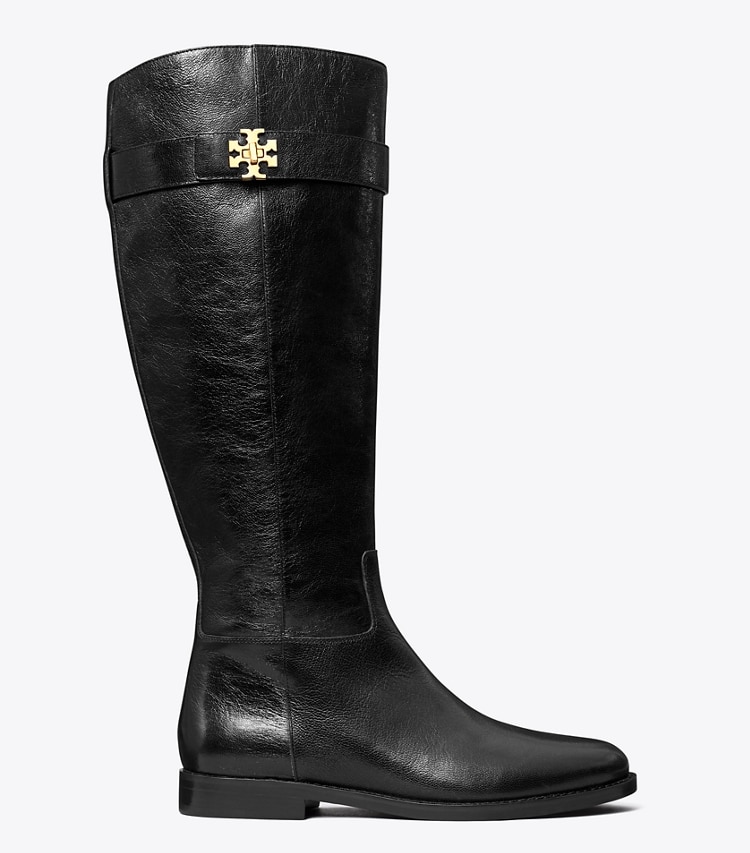 Tory Burch diseñador botas hasta la rodilla Bota de montar con broche giratorio en PERFECT BLACK lateral