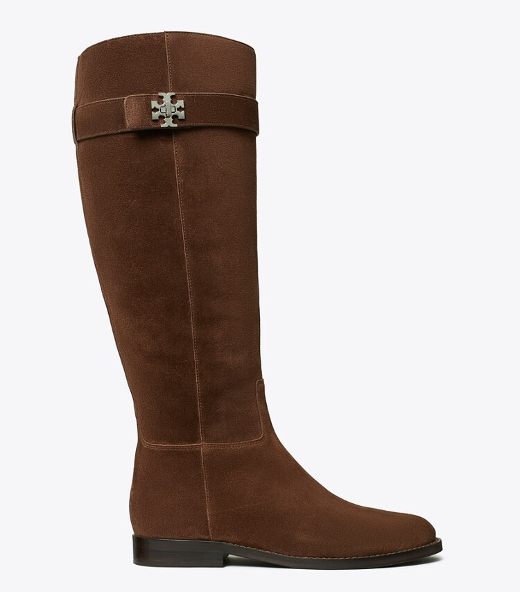 Tory Burch diseñador botas hasta la rodilla Bota de montar con broche giratorio en DARK COCOA lateral