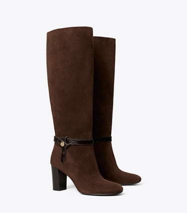 Tory Burch diseñador botas hasta la rodilla Bota Romy en DARK COCOA ángulo