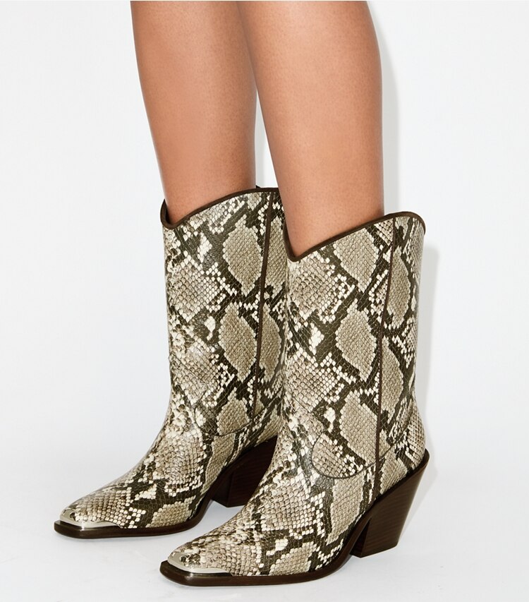 Tory Burch diseñador botines Bota vaquera en SNAKE PRINT accesorio en modelo